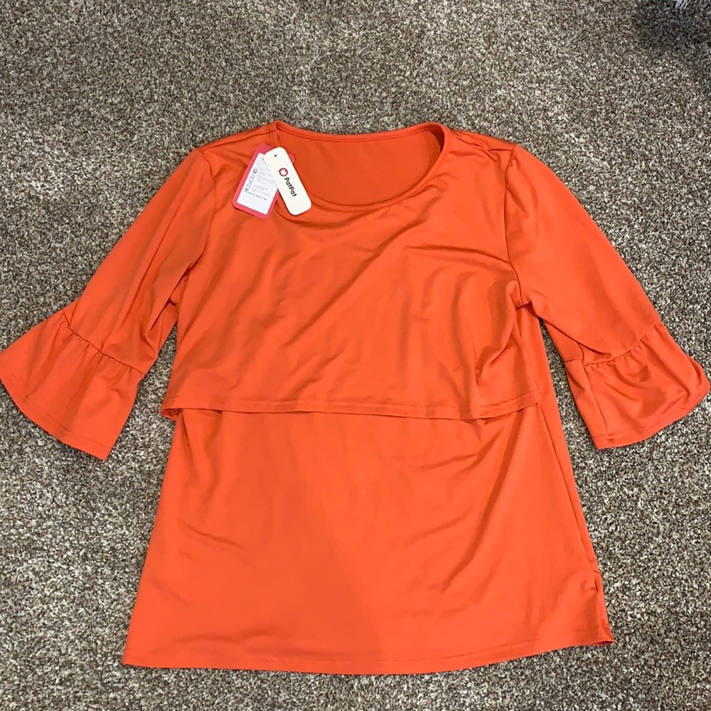 Coral bell sleeve maternity top